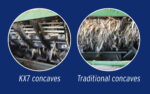 Comparison photos for KX7 Kondex concaves for Case IH FlagShip combines. Custom combine concaves with MaxThresh™ and MaxRound™ boxes for better capacity, threshing, and harvest control.