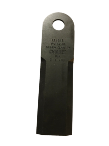 back side of Kondex Straw Claw chopper blades for John Deere combines. Box of 8 straw chopper knives with serrated, stay-sharp design for better residue management.