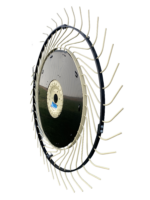 side profile of tine support bands for Sitrex and Tonutti hay rake wheels. Rake wheel bands, silencer bands, and rake teeth stiffeners help tines last longer.